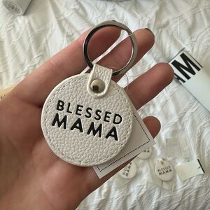White 'Blessed Mama' Keychain